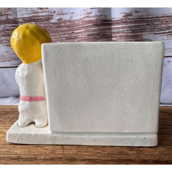 Vintage Ceramic Praying Child & Lamb Figurine Planter - Picture 5 of 10